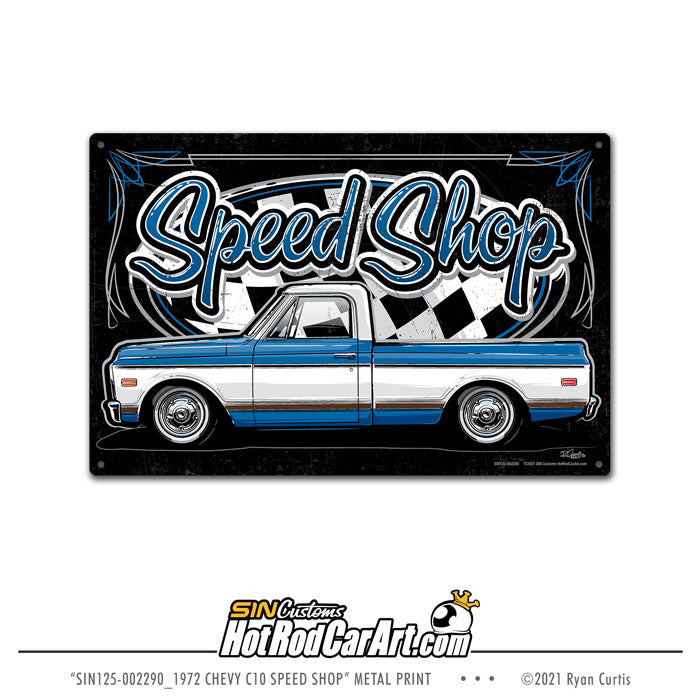 1972 Chevy Truck Speed Shop - Metal Sign Print