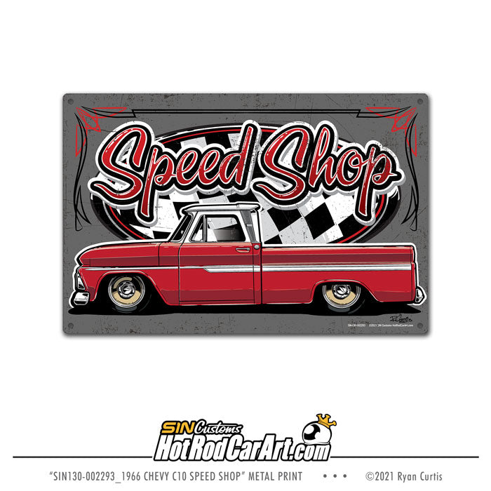 1966 Chevy C10  Speed Shop - Metal Sign Print