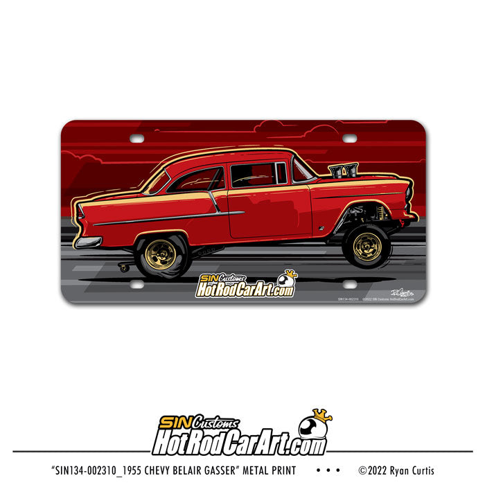 1955 Chevy Belair Gasser - License Plate Print