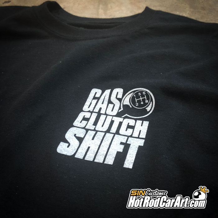 Gas Clutch Shift T Shirt SIN Customs HotRodCarArt